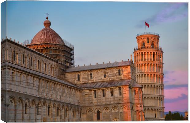 Scenic view of leaning tower of Pisa and Pisa cathedral, Italy Canvas Print by Elijah Lovkoff