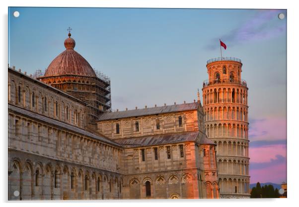 Scenic view of leaning tower of Pisa and Pisa cathedral, Italy Acrylic by Elijah Lovkoff