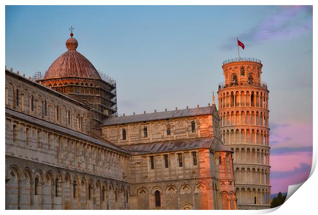 Scenic view of leaning tower of Pisa and Pisa cathedral, Italy Print by Elijah Lovkoff