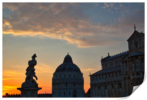 Scenic view of leaning tower of Pisa and Pisa cathedral, Italy Print by Elijah Lovkoff