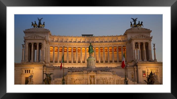 Rome, Italy, Altare della Patria. Vittorio Emanuele II Monument at sunset Framed Mounted Print by Elijah Lovkoff