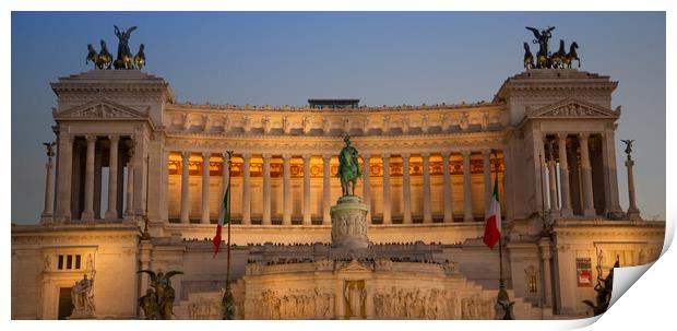 Rome, Italy, Altare della Patria. Vittorio Emanuele II Monument at sunset Print by Elijah Lovkoff