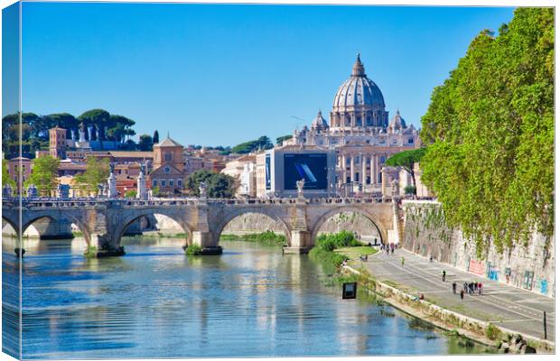 Famous Rome bridges near Vatican  Canvas Print by Elijah Lovkoff