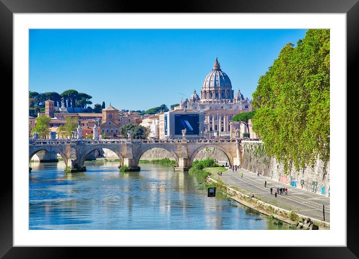 Famous Rome bridges near Vatican  Framed Mounted Print by Elijah Lovkoff