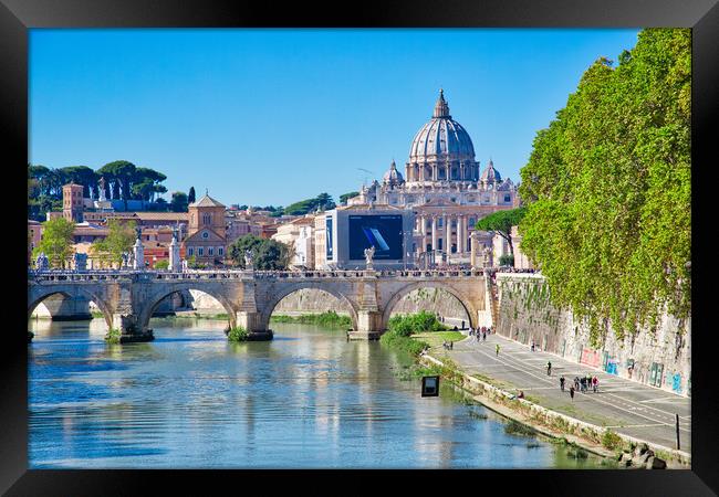 Famous Rome bridges near Vatican  Framed Print by Elijah Lovkoff