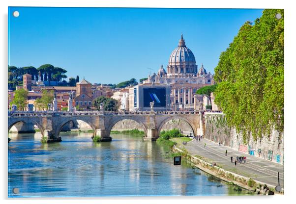 Famous Rome bridges near Vatican  Acrylic by Elijah Lovkoff