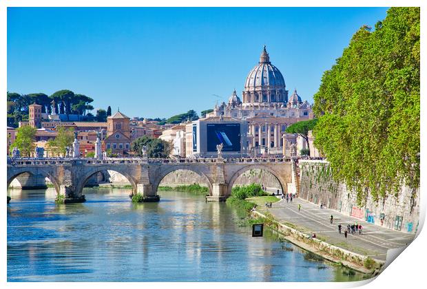 Famous Rome bridges near Vatican  Print by Elijah Lovkoff