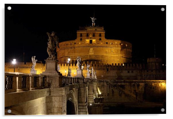 Famous Rome bridges near Vatican City Acrylic by Elijah Lovkoff