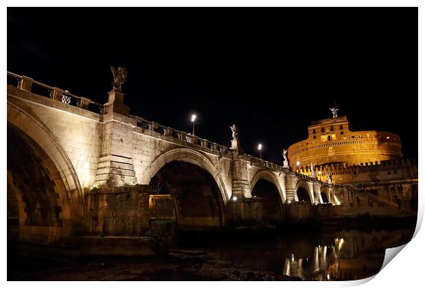 Famous Rome bridges near Vatican City Print by Elijah Lovkoff