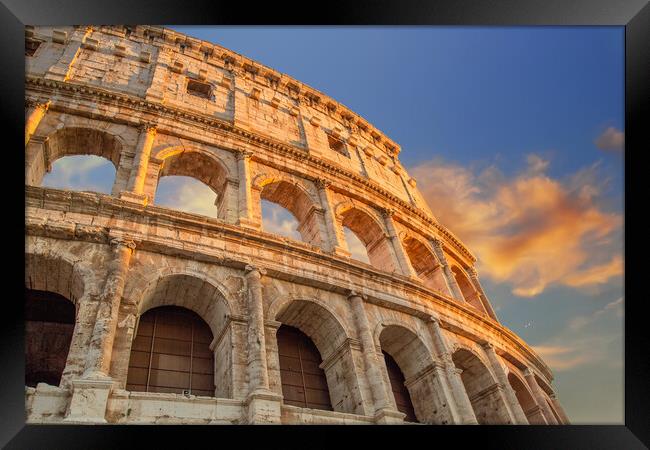 Famous Coliseum (Colosseum) of Rome at early sunset Framed Print by Elijah Lovkoff