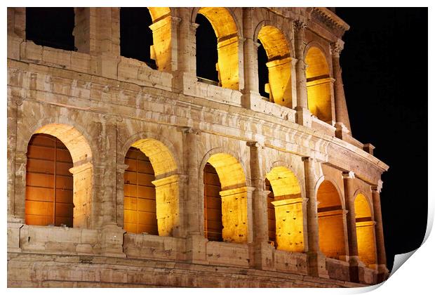 Famous coliseum of Rome at night Print by Elijah Lovkoff