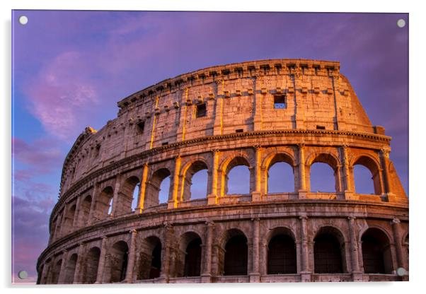Famous Coliseum Colosseum of Rome at early sunset Acrylic by Elijah Lovkoff