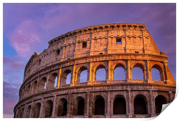 Famous Coliseum Colosseum of Rome at early sunset Print by Elijah Lovkoff