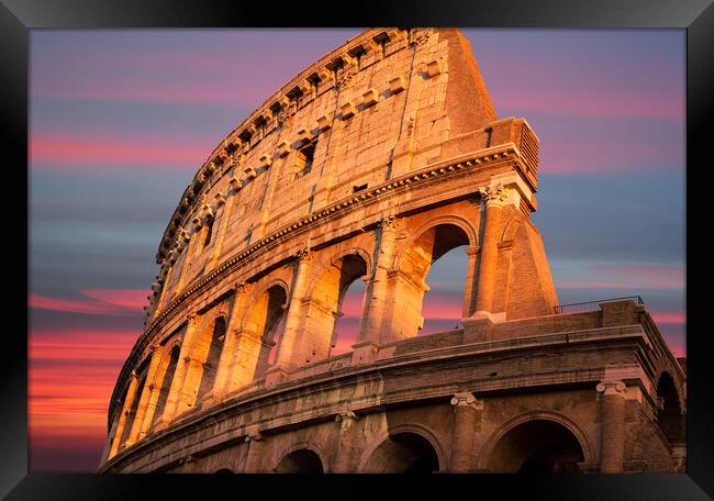 Famous Coliseum (Colosseum) of Rome at early sunset Framed Print by Elijah Lovkoff