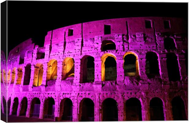 Famous coliseum of Rome at night Canvas Print by Elijah Lovkoff