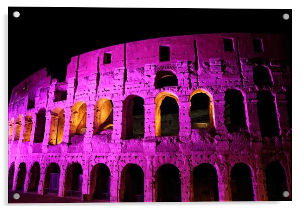 Famous coliseum of Rome at night Acrylic by Elijah Lovkoff