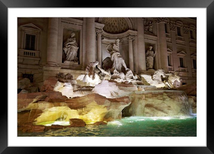 Rome, Famous Trevi Fountain (Fontana Di Trevi) Framed Mounted Print by Elijah Lovkoff