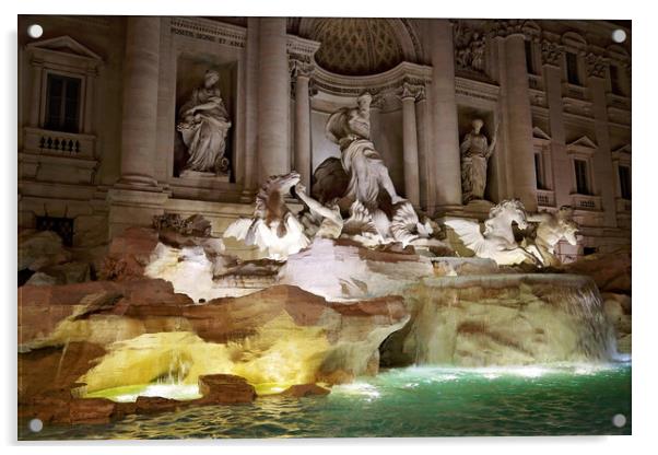 Rome, Famous Trevi Fountain (Fontana Di Trevi) Acrylic by Elijah Lovkoff