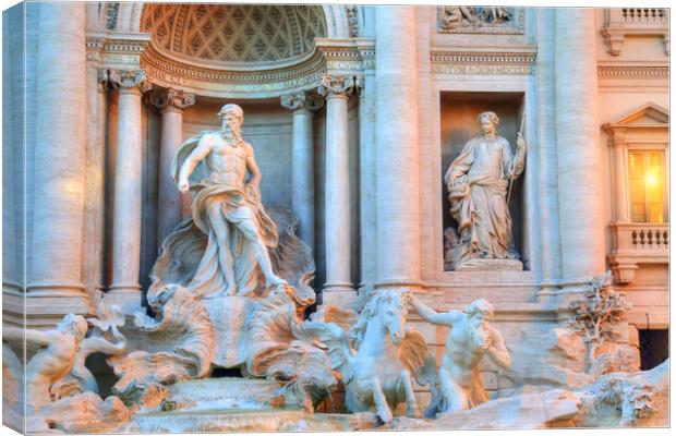 Rome, Famous Trevi Fountain (Fontana Di Trevi) Canvas Print by Elijah Lovkoff
