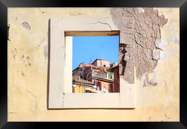 Rome streets in historic part of town Framed Print by Elijah Lovkoff