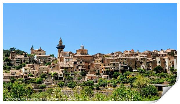 Panoramic view of Valldemossa idyllic village. Majorca Print by Paulina Sator