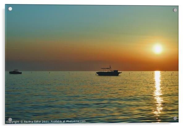 Sunset over the Adriatic Sea. Durres, Albania Acrylic by Paulina Sator