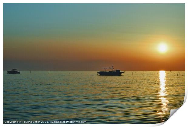Sunset over the Adriatic Sea. Durres, Albania Print by Paulina Sator