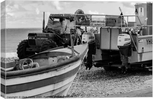 Crab fishing on the North Norfolk coast Canvas Print by Chris Yaxley