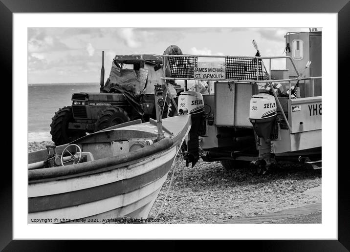 Crab fishing on the North Norfolk coast Framed Mounted Print by Chris Yaxley