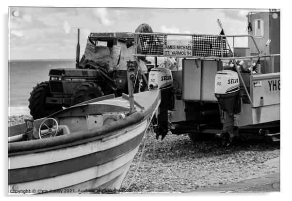 Crab fishing on the North Norfolk coast Acrylic by Chris Yaxley