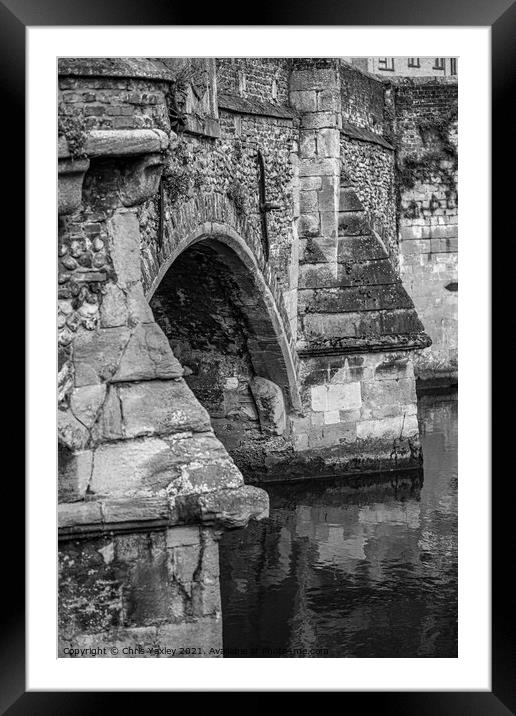 The historic Bishops Bridge, Norwich Framed Mounted Print by Chris Yaxley