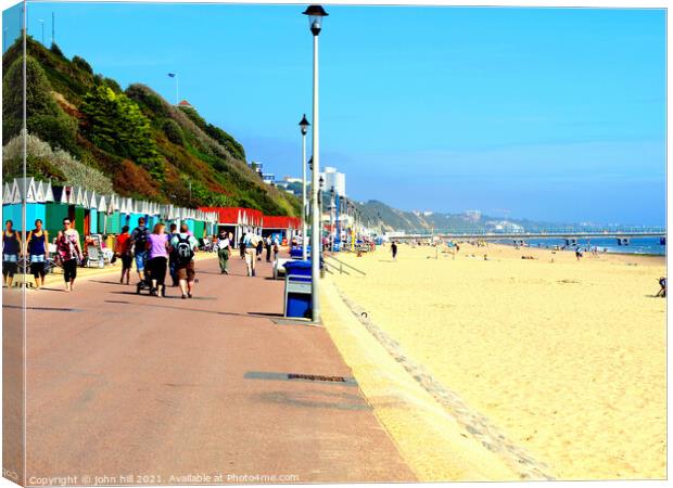 Bournemouth beach and promenade. Canvas Print by john hill