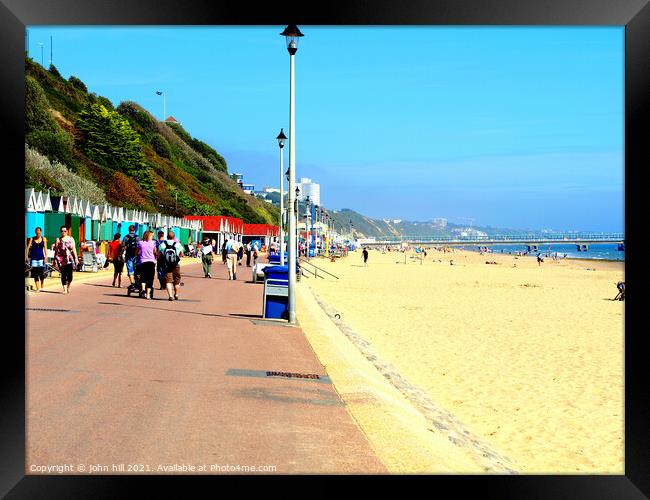 Bournemouth beach and promenade. Framed Print by john hill