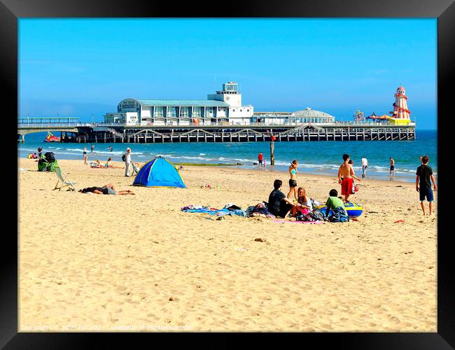 Bournemouth beach and pier in Dorset, UK. Framed Print by john hill