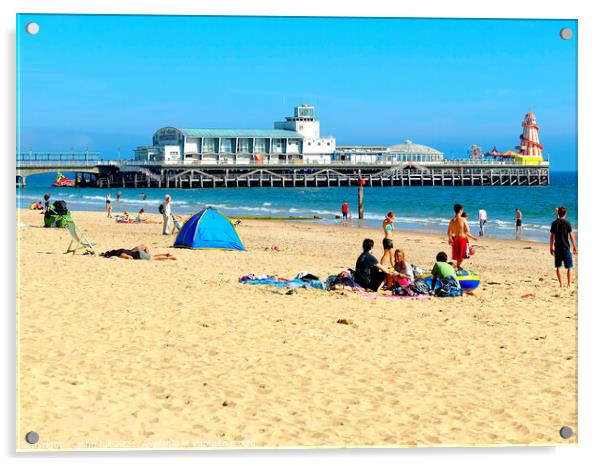 Bournemouth beach and pier in Dorset, UK. Acrylic by john hill