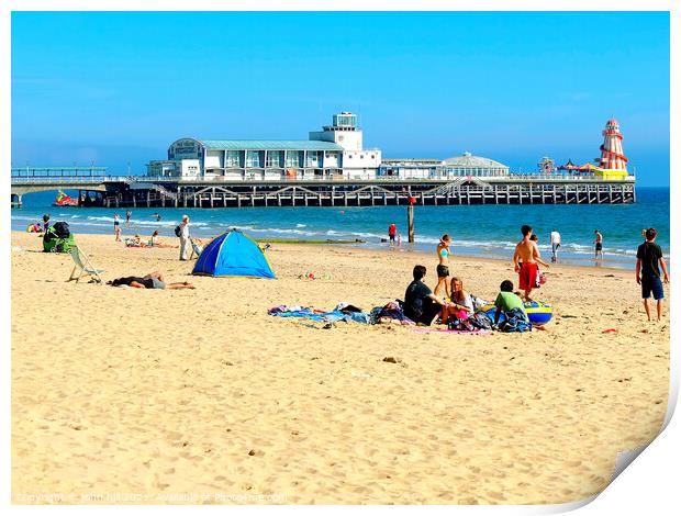 Bournemouth beach and pier in Dorset, UK. Print by john hill