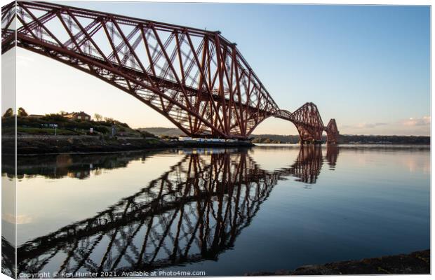 Reflections of the Iconic Forth Rail Bridge Canvas Print by Ken Hunter