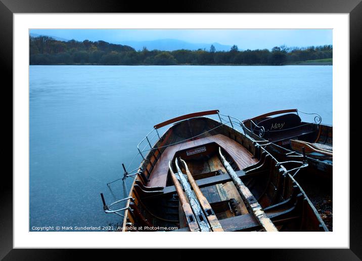 Rowing Boats on Derwentwater at Dawn Framed Mounted Print by Mark Sunderland