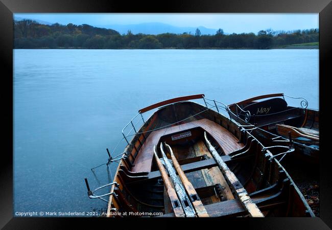 Rowing Boats on Derwentwater at Dawn Framed Print by Mark Sunderland