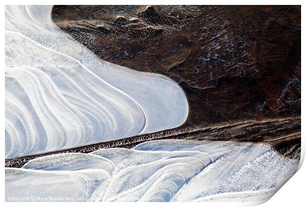 Abstract Ice Patterns in Floodwater in Nidderdale Print by Mark Sunderland