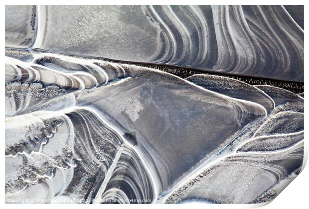 Abstract Ice Patterns in Floodwater in Nidderdale Print by Mark Sunderland