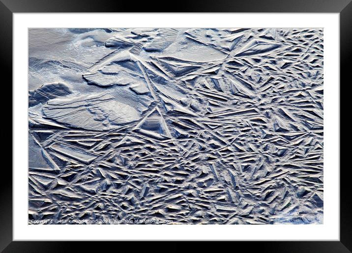 Abstract Ice Patterns in Floodwater in Nidderdale Framed Mounted Print by Mark Sunderland