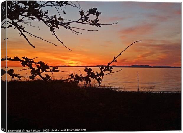 Across the sea at dusk.  Canvas Print by Mark Ritson