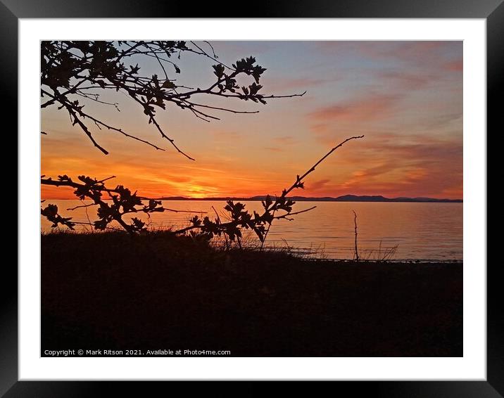 Across the sea at dusk.  Framed Mounted Print by Mark Ritson