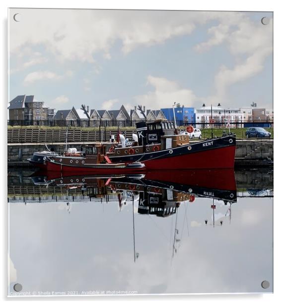 Outdoor Reflections of Historic Boats Acrylic by Sheila Eames