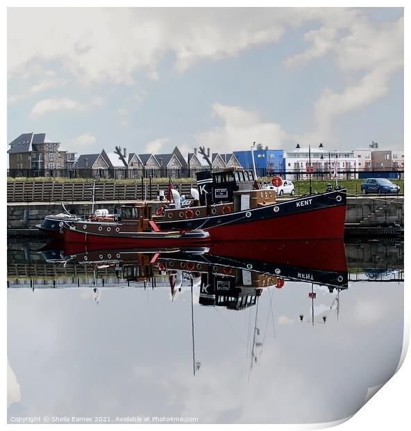 Outdoor Reflections of Historic Boats Print by Sheila Eames
