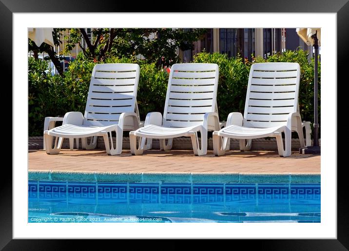 Relax by the pool Framed Mounted Print by Paulina Sator