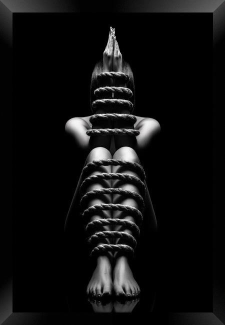 Nude Woman bondage 6 Framed Print by Johan Swanepoel