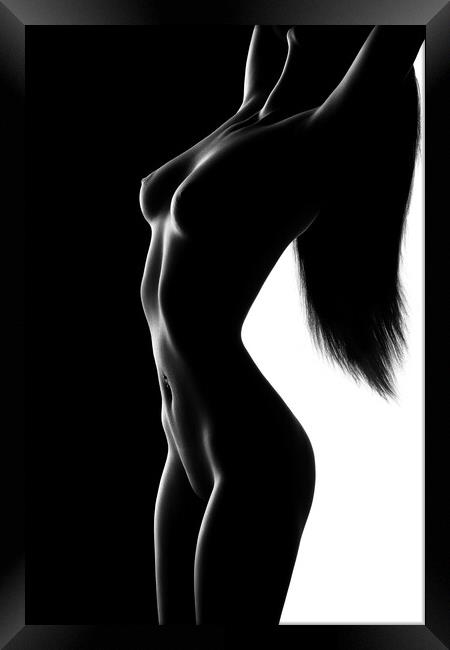 Nude black versus white 3 Framed Print by Johan Swanepoel