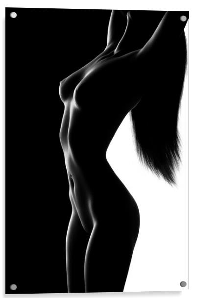 Nude black versus white 3 Acrylic by Johan Swanepoel